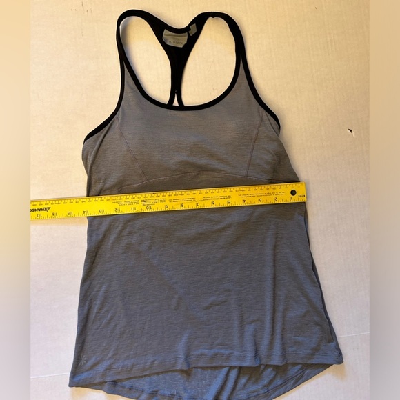 ATHLETA reach & restore grey fitted yoga athletic tank top Sz-XXS. B13 - Picture 11 of 12